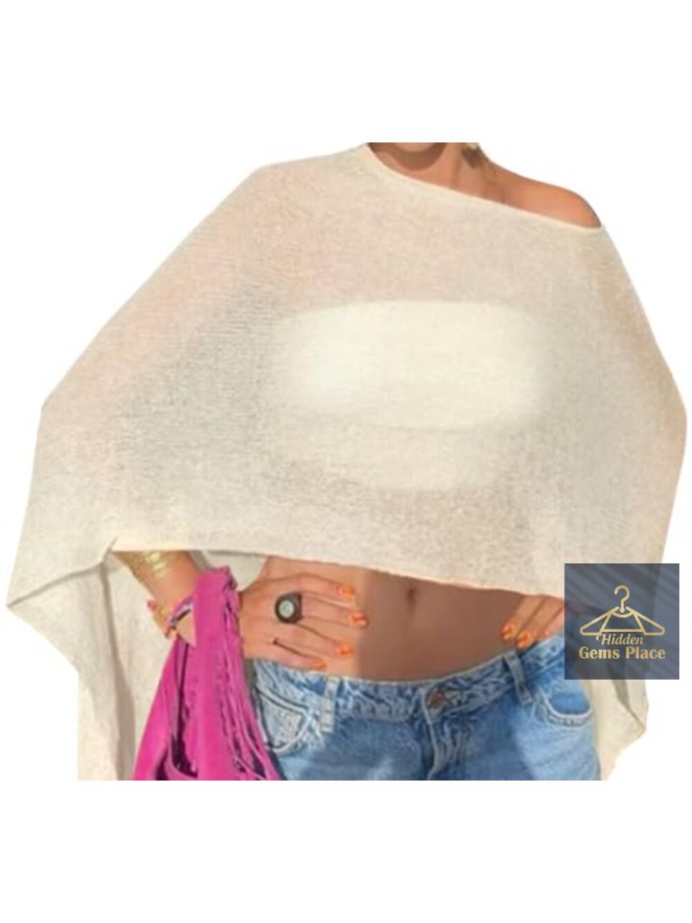 Women Sheer High Stretch Poncho Shawl Beach Swim Cover Up Top